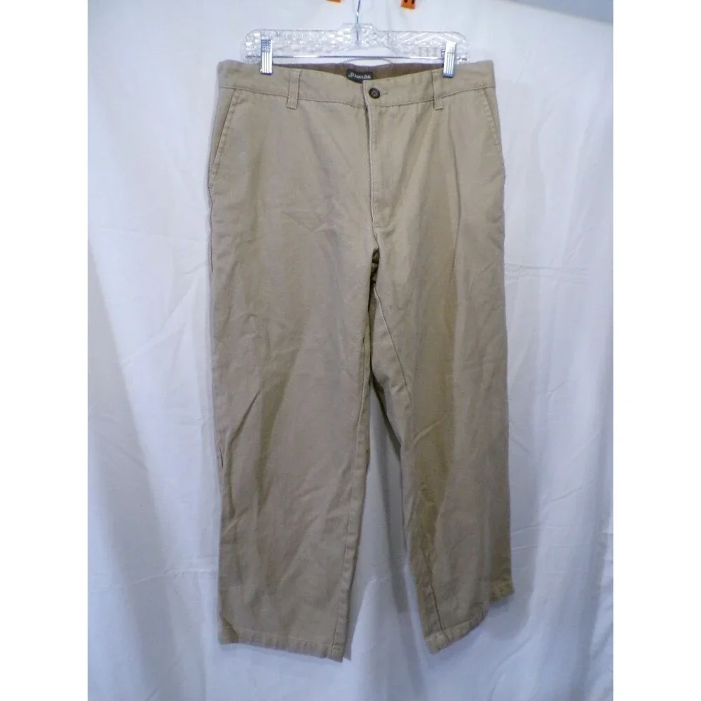Perry Ellis Men's Chino Pants Beige Flat Front W36 L29 100% Cotton